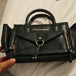 Christian Siriano Black Satchel with Gold Accents